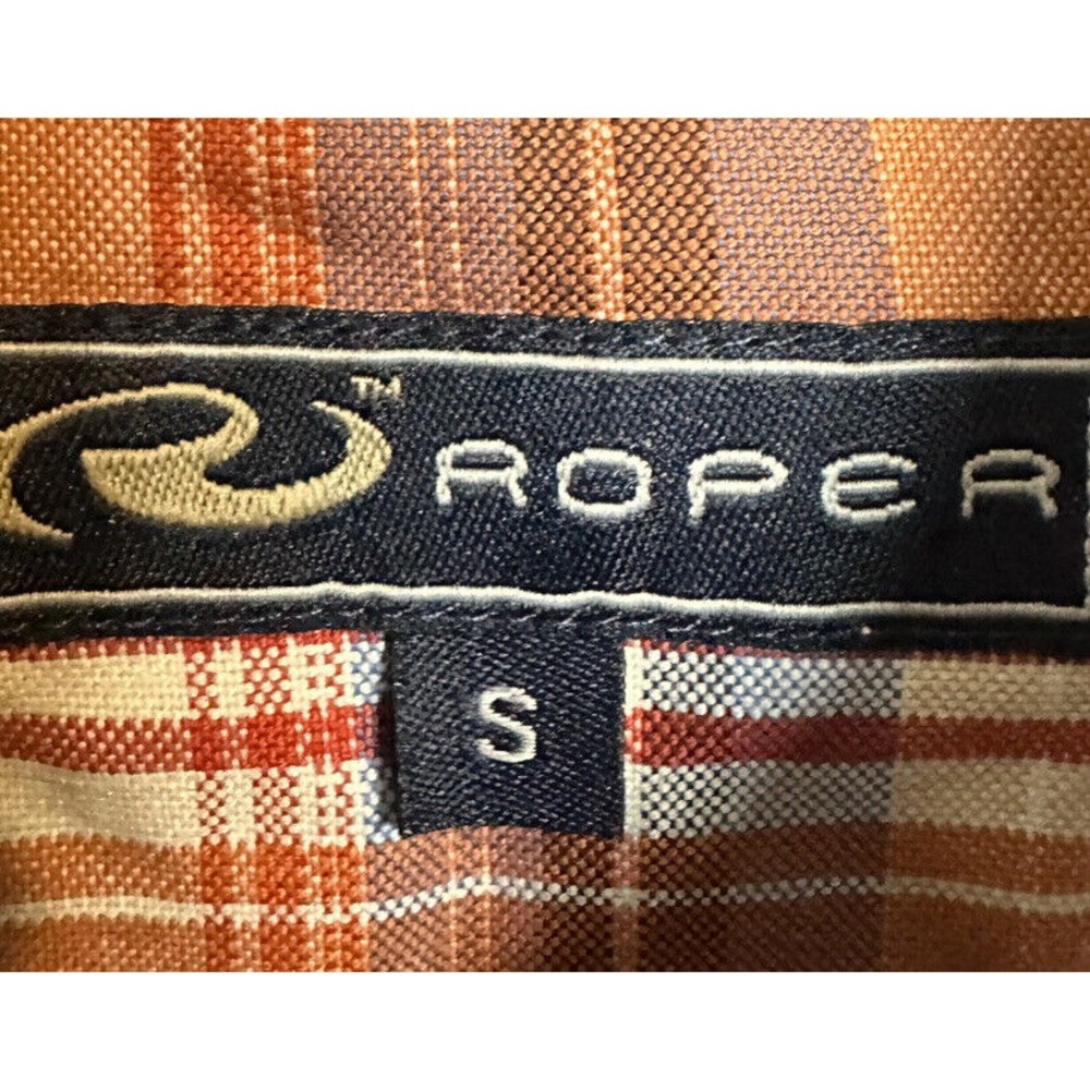 Roper Western Red Plaid Button Front‎ Cotton Dress Casual Shirt Mens sz S, GUC - Picture 2 of 4